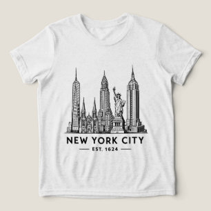 Camiseta Triblenda Ilustración del horizonte de NYC con la Estatua de