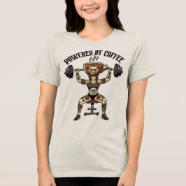 Camiseta Triblenda Ilustración divertida de fitness con café