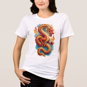 Camiseta Triblenda Ilustración Fiery del Dragón Rojo Chino-67561