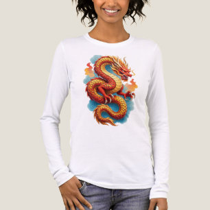 Camiseta Triblenda Ilustración Fiery del Dragón Rojo Chino-67561