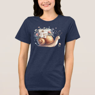 Camiseta Triblenda Ilustración Floral Pastel de Correo de Caracol Ado