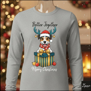 Camiseta Triblenda Ilustración gráfica de Jack Russell reno de Navida
