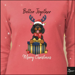 Camiseta Triblenda Ilustración gráfica de perro Gordon Setter navideñ