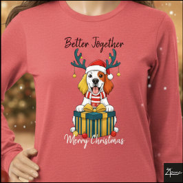 Camiseta Triblenda Ilustración gráfica de perro Setter en Navidad con