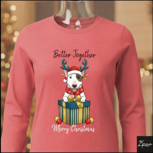 Camiseta Triblenda Ilustración gráfica de regalo de reno de Bull Terr