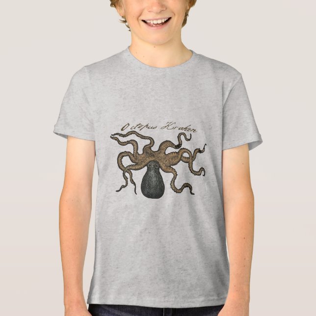 Camiseta Triblenda Ilustracion Octopus Kraken Vintage (Anverso)