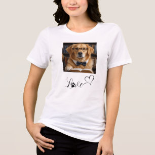Camiseta Triblenda Imagen gráfica personalizada de perro con texto de