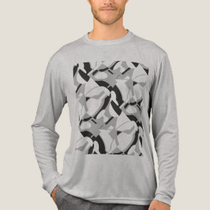 Camiseta Triblenda Impresión de arte en diagonal gris negro y girator