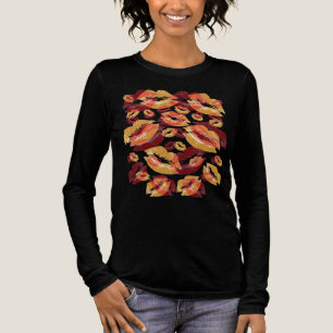 Camiseta Triblenda Impresión de labios rojos y amarillos, divertida y