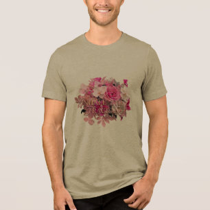 Camiseta Triblenda • Impresión de tipografía de rosa y orquídea