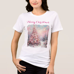 Camiseta Triblenda Impresionante y caprichoso árbol de Navidad rosa
