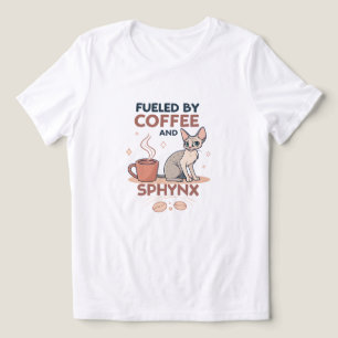 Camiseta Triblenda Impulsado por café y arte de gatos Sphynx