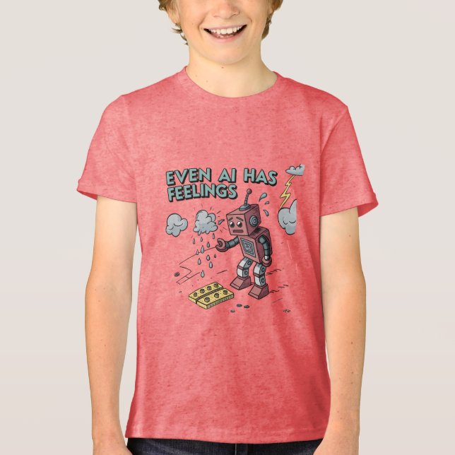 Camiseta Triblenda Incluso IA tiene sentimientos - Graciosa tecnologí (Anverso)