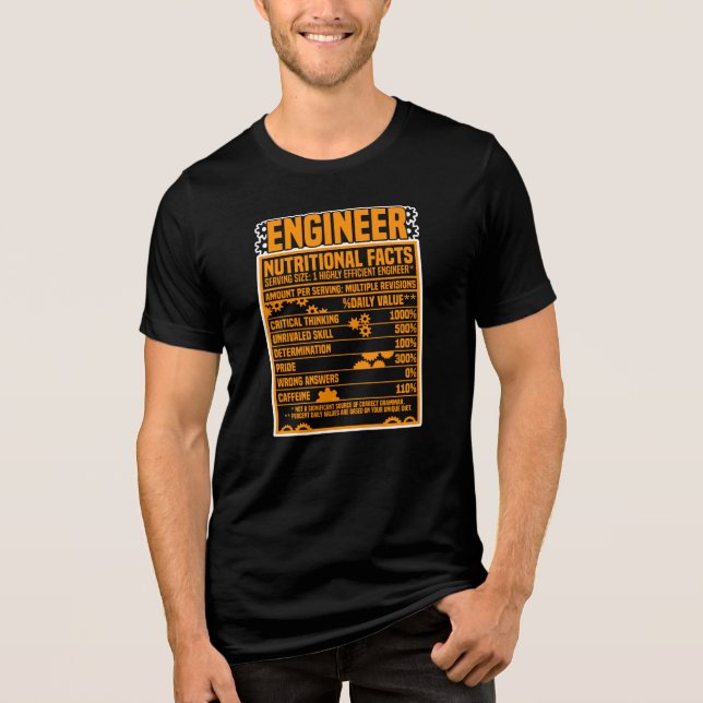 Camiseta Triblenda Ingeniero Nutricional Hechos Divertidos Tipografía (Anverso)