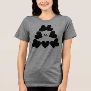 Camiseta Triblenda Iniciales Personalizadas Corazón Triángulo Damas