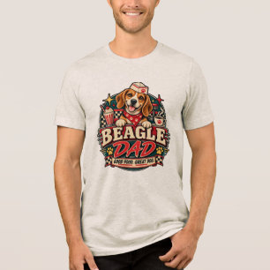 Camiseta Triblenda Insígnia de Huella de Pata de Diner Retro de Papá 