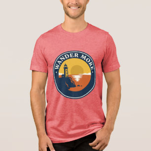 Camiseta Triblenda Insignia de puesta de sol del faro vintage Wander