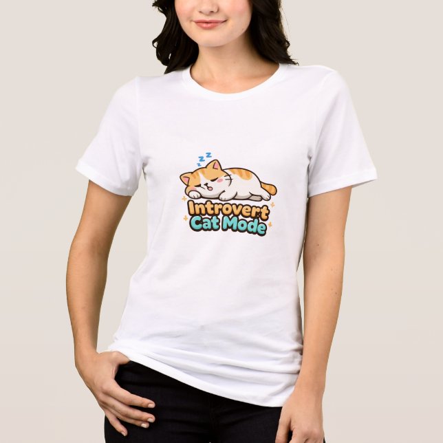 Camiseta Triblenda Introvert Cat Mode Funny  (Anverso)