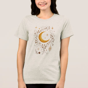 Camiseta Triblenda Invierno Celestial Místico   Luna y Oro Fantasía