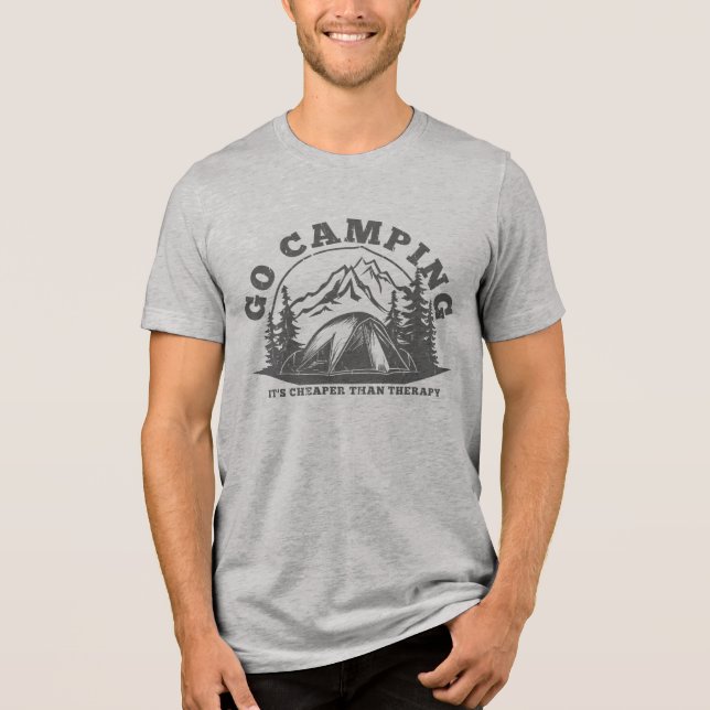 Camiseta Triblenda Ir Camping Más Barato Que La Cita Graciosa De Tera (Anverso)