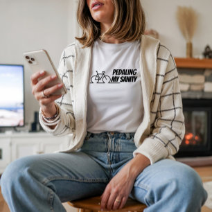 Camiseta Triblenda Ironía de chica en bicicleta negro blanco