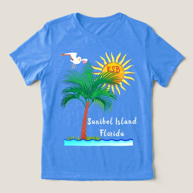 Camiseta Triblenda Isla de Sanibel Florida Palm Tree and Sunshine (Diseño delantero )
