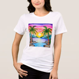 Camiseta Triblenda Island Tropical Beach Sunset