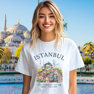 Camiseta Triblenda Istanbul Turkey Watercolor Skyline city