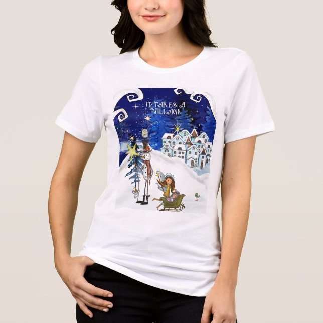 Camiseta Triblenda It Takes a Village: Ice Blue Winter Magic Mommy  (Anverso)