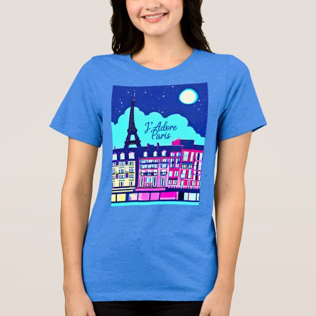 Camiseta Triblenda J'adore Paris - Fantasía en París bajo una luna ll (Anverso)