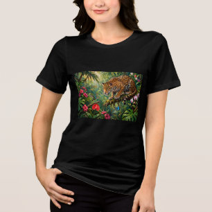 Camiseta Triblenda Jaguar Selva Colibríes Mariposas Flores
