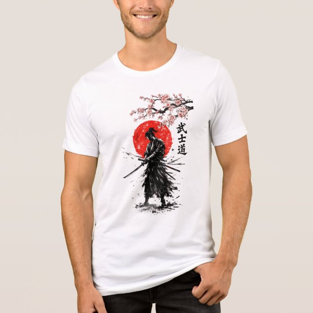 Camiseta Triblenda Japanese Samurai Cherry Blossom Sun Graphic Tee (Anverso)