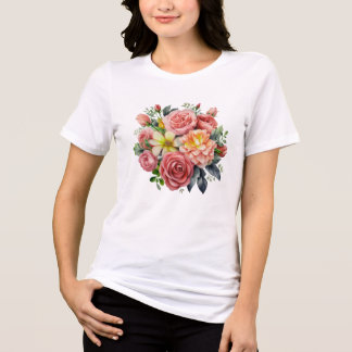 Camiseta Triblenda Jardín de flores silvestres en acuarela colorida