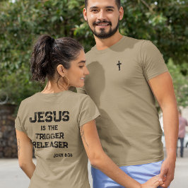 Camiseta Triblenda Jesús el Liberador del Gatillo Cruz Escritura Fe