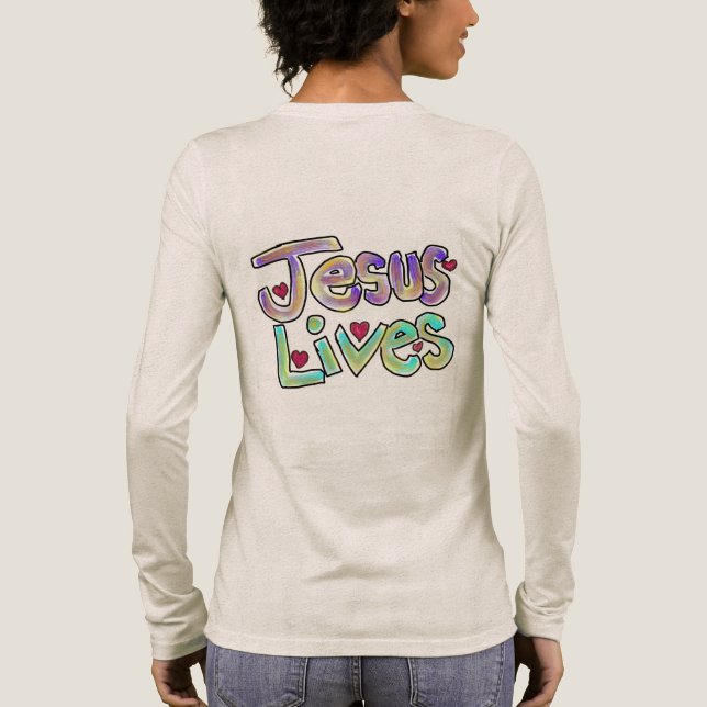 Camiseta Triblenda Jesus Lives Hand Drawn Christian Art  (Reverso )