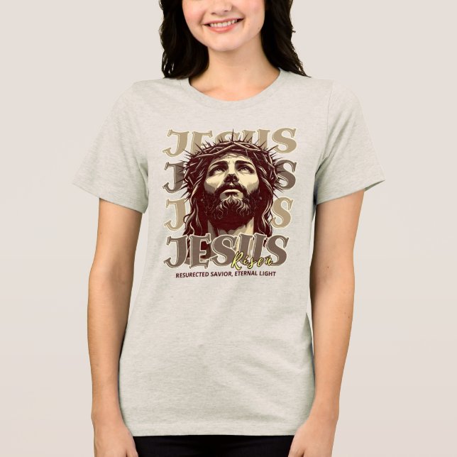 Camiseta Triblenda Jesus Risen - Jesucristo Artístico (Anverso)
