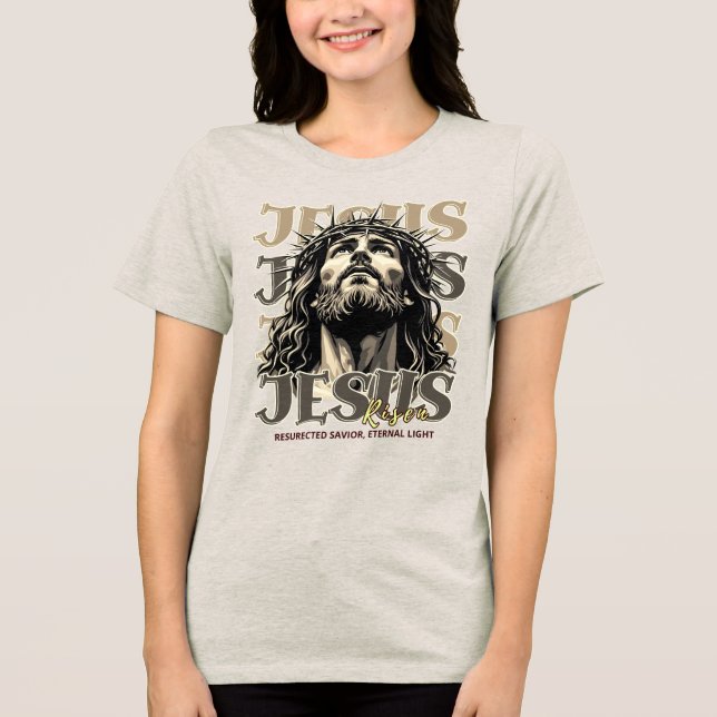 Camiseta Triblenda Jesus Risen - Jesucristo Artístico (Anverso)