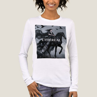 Camiseta Triblenda Jinete Oscuro Etéreo a Caballo Fantasía Manga Larg