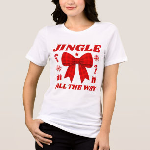 Camiseta Triblenda Jingle All the Way Lazo de Cuadro Rojo Navidad Ret