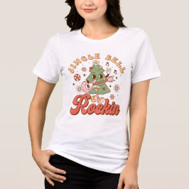 Camiseta Triblenda Jingle Bell Rockin Retro Árbol musical de Navidad