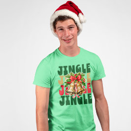 Camiseta Triblenda Jingle Jingle Vintage Gold Bells & Holly T-Shirt