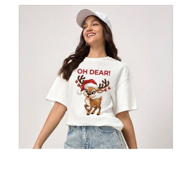 Camiseta Triblenda Jolly Jingle Threads Oh Dear! Cute Reindeer (Subido por el creador)