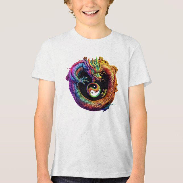 Camiseta Triblenda Jóvenes Yin Yang Dragon T-Shirt (Anverso)
