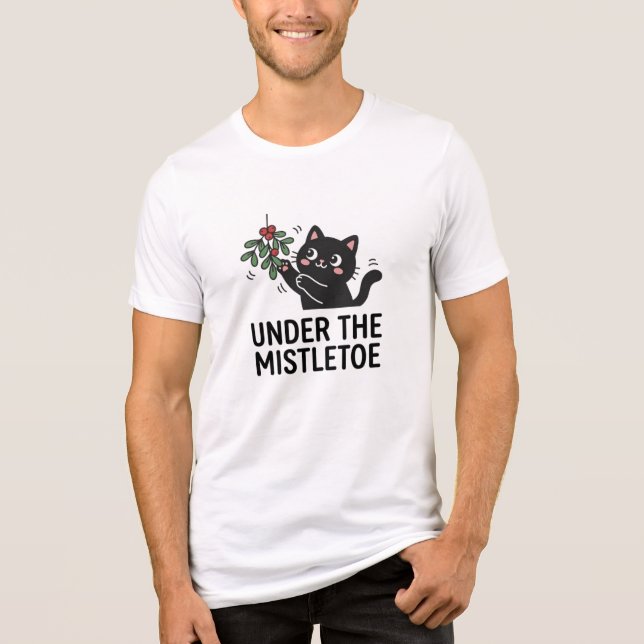 Camiseta Triblenda Joyful Black Cat Under Mistletoe Holiday Tee (Anverso)