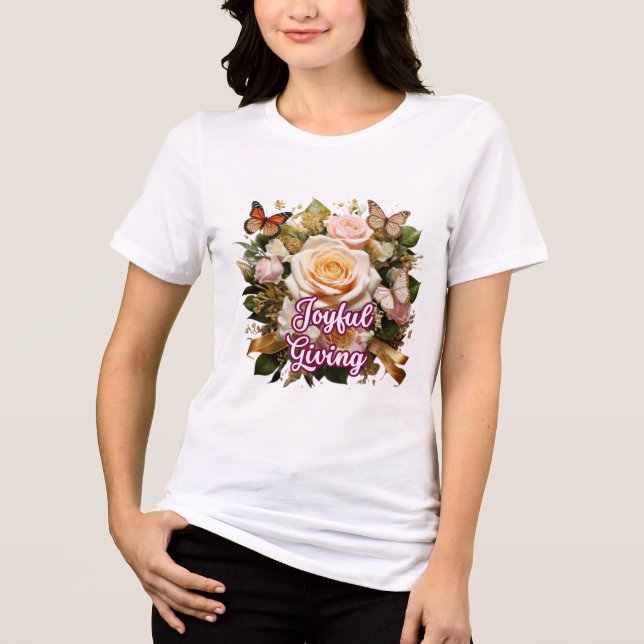 Camiseta Triblenda Joyful Giving — Inspirational Typography T-Shirt (Anverso)