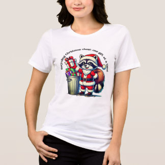 Camiseta Triblenda Joyful raccoon comparte regalos de Navidades