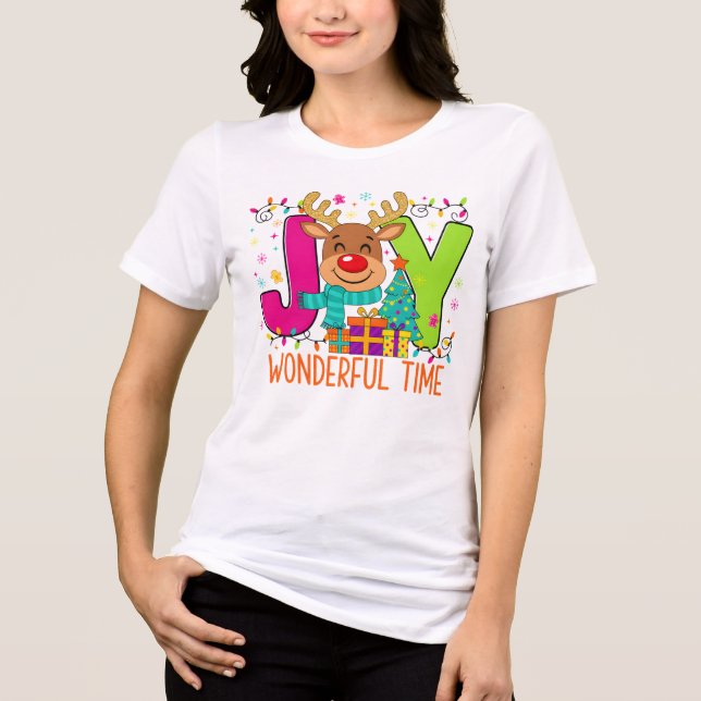 Camiseta Triblenda "JOYful Reindeer Christmas Tee" (Anverso)