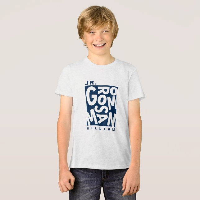 Camiseta Triblenda Jr. Groomsman júnior, fiesta de bodas, azul marino (Anverso Completo)