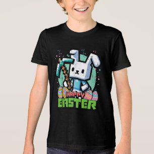 Camiseta Triblenda Juego de píxeles del conejo de Pascua feliz