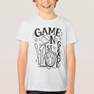 Camiseta Triblenda Juego en béisbol de 1er grado Primer día de escuel